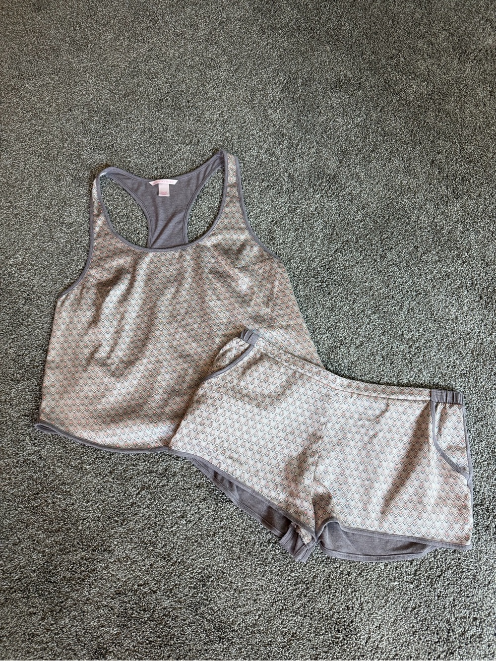 Victoria’s Secret Pajama Set M Geometric Racerback Tank Shorts Y2K